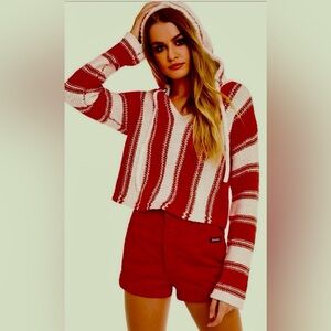 NWT Wildfox Chromatic Stroke Hermosa Sweater L Vintage Lace/Crimson $128 Retail!